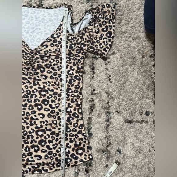 Leopard Ruffled Cut Out Black and Brown Blouse - Picture 5 of 9